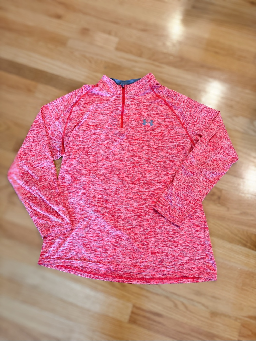 Under Armour Men’s Red Heather Long Sleeve 1/4 Zip Performance Top Dri fit